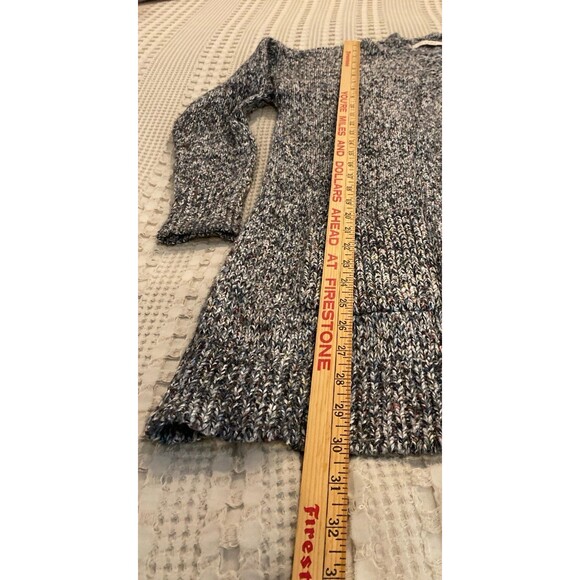 Loft Cardigan Sweater Chunky Oversized Medium Black White Variegated Knit - Picture 11 of 12